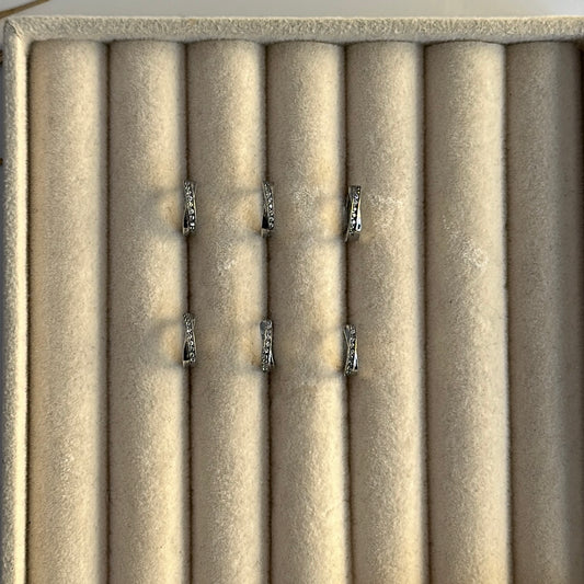 Set of Wave Rhinestone Earrings
