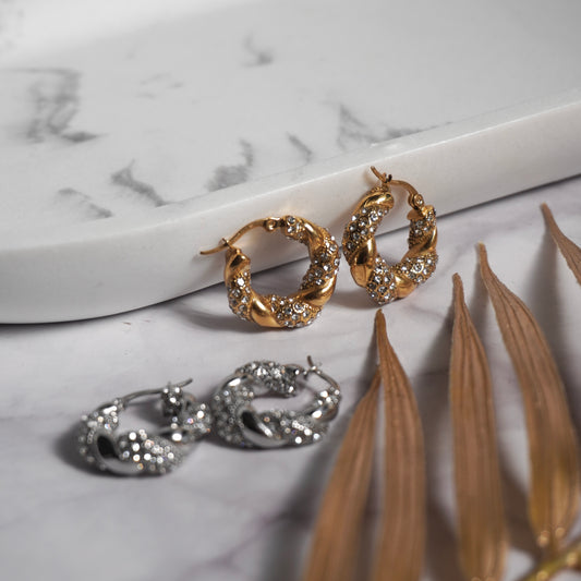 Orecchini Intrecciati Strass
