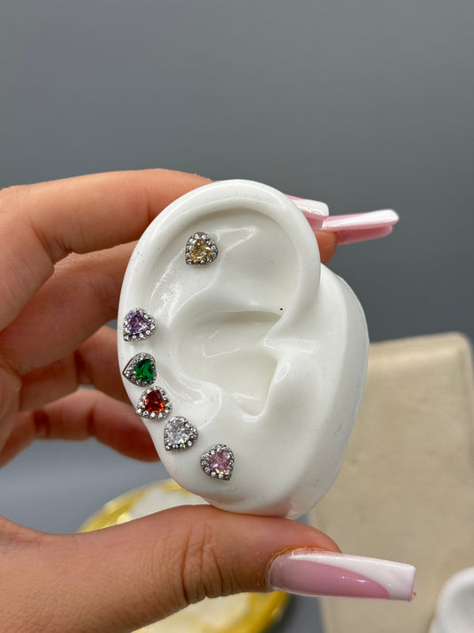 Heart Diamond Earrings Set