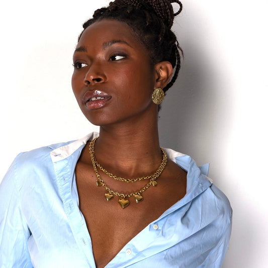 Collana Doppia Catena Cuori